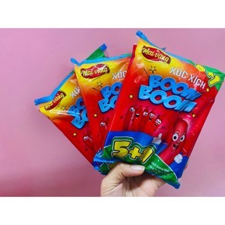  Thùng 20 gói Xúc Xích Boom Boom Mai Vàng Vissan 210g gói   6 cây x 35g  