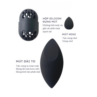 Mút dài đánh nền cao cấp siêu mềm kèm mút nhỏ và hộp silicon bảo vệ