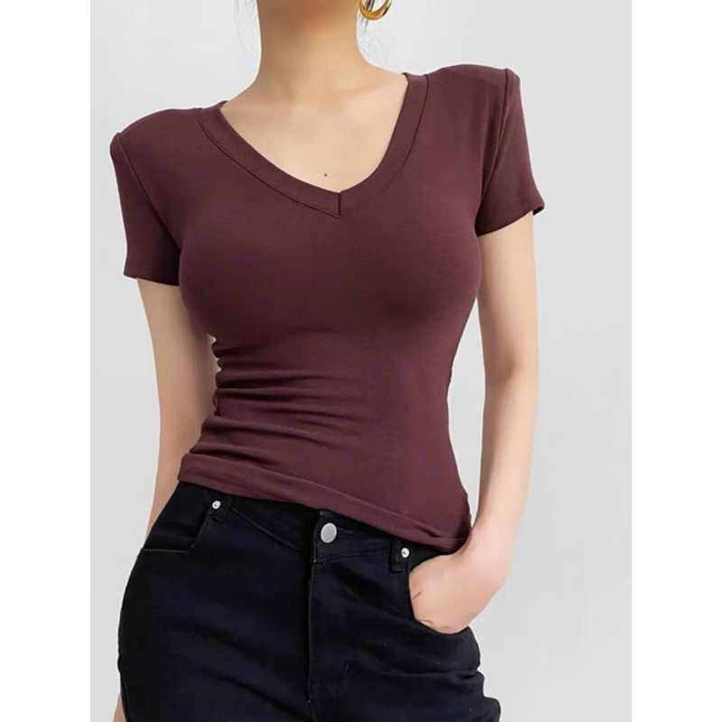 [VẢI MỊN] ÁO CỘC TAY CỔ TIM vải COTTON BOZIP co giãn 4 chiều ôm body siêu tôn dáng nữ m998 Lenogi ngocbichninhhiep | BigBuy360 - bigbuy360.vn