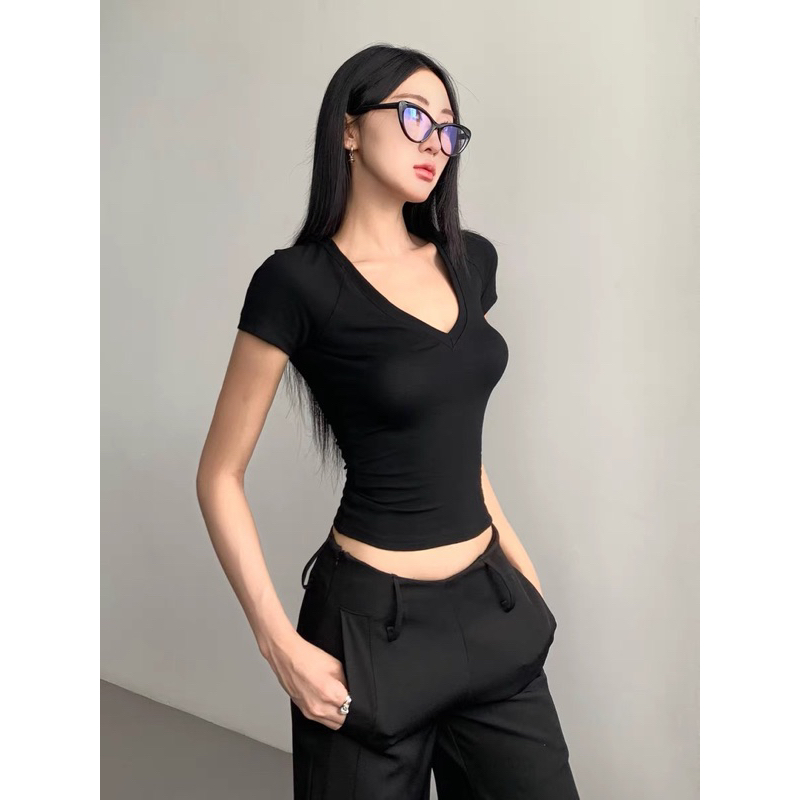 [VẢI MỊN] ÁO CỘC TAY CỔ TIM vải COTTON BOZIP co giãn 4 chiều ôm body siêu tôn dáng nữ m998 Lenogi ngocbichninhhiep | BigBuy360 - bigbuy360.vn