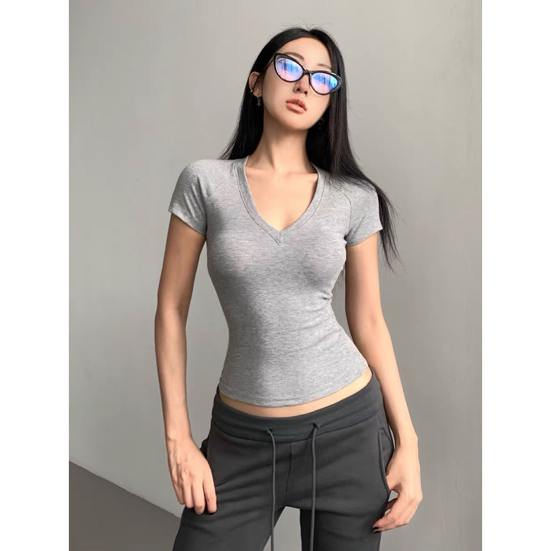 [VẢI MỊN] ÁO CỘC TAY CỔ TIM vải COTTON BOZIP co giãn 4 chiều ôm body siêu tôn dáng nữ m998 Lenogi ngocbichninhhiep | BigBuy360 - bigbuy360.vn