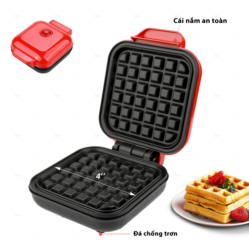 Máy Làm Bánh Waffle Tổ Ong Beilu 650W | Khuôn Vuông Nướng Bánh Kẹp Quế Giòn Ngon Chuẩn Tiệm