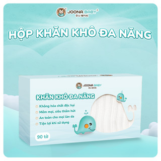 Khăn khô đa năng cao cấp cho bé túi 90 tờ 120g không chất tẩy trắng, mềm mịn, thấm hút tốt - JOONA BABY