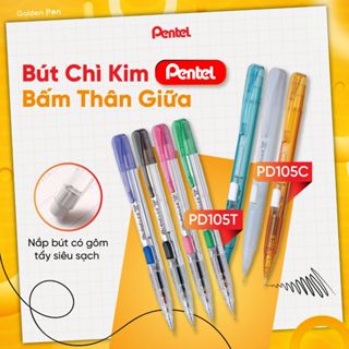 Bút Chì Bấm Pentel PD105T 0.5mm Trong Suốt - Bút Chì Bấm Thân Ngang