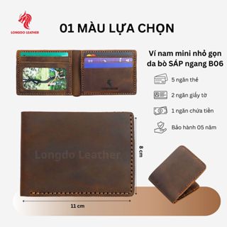 Ví da sáp - Cam kết da bò thật 100% - Hàng chính hãng thương hiệu Longdo Leather - B06