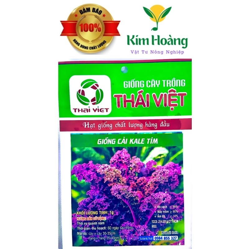 hạt giống cải kale tím gói 1 gram