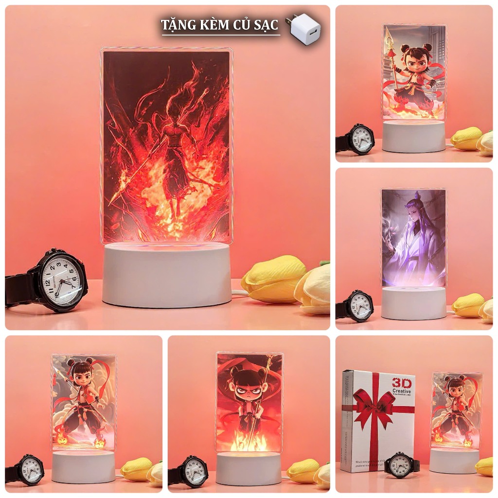 🔥(TÚI + THIỆP) Đèn ngủ 3d hình NATRA ma đồng giáng thế, Đèn phim NATRA ma đồng náo hải 2 quà tặng si