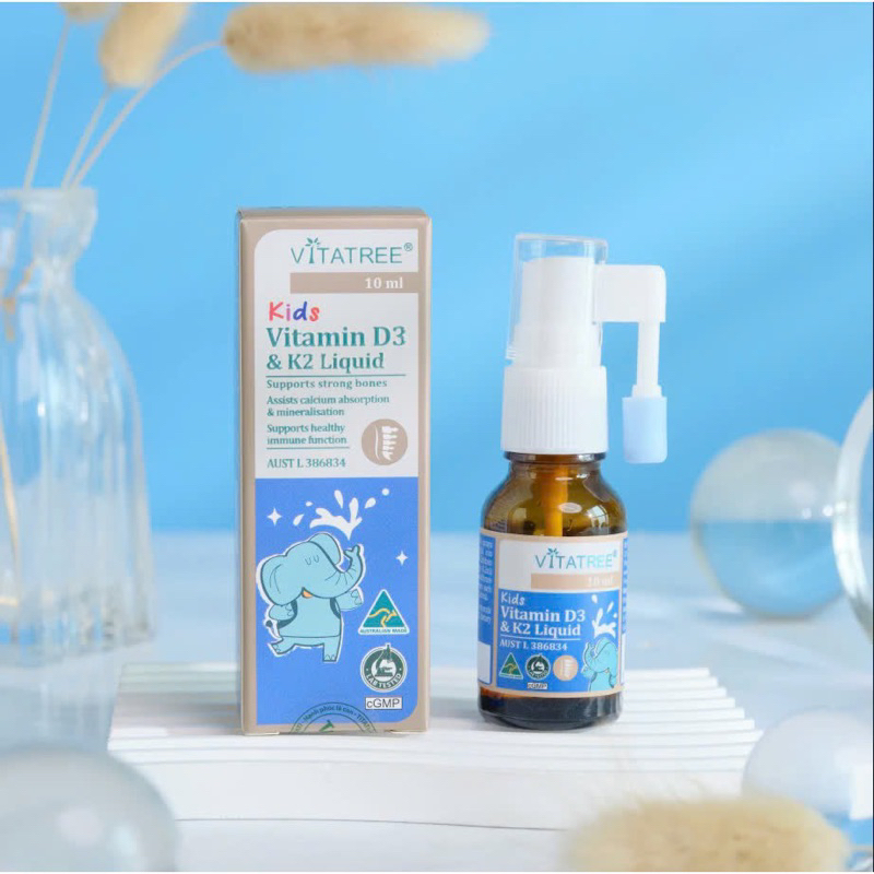 D3K2 Liquid Vitatree [ Nhập khẩu ÚC ] dạng xịt hỗ trỡ hấp thụ Canxi, phát triển chiều cao, tăng cườn