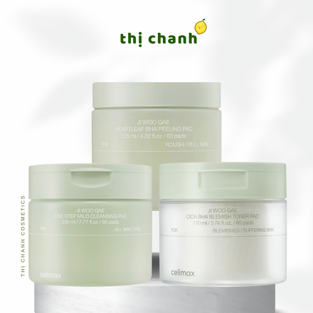 Toner Pad Tẩy TBC CELIMAX Ji Woo Gae Heartleaf BHA Peeling/ Cica BHA Blemish/ One Step Mild Cleansin
