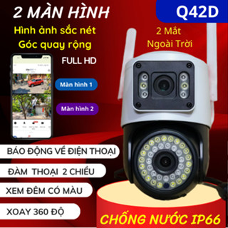 Camera Wifi Yoosee 2 Mắt Ngoài Trời Q42D 16Mpx - Hình Ảnh Sắc Nét Góc Quan Sát Rộng - Xoay 4 Chiều Đàm Thoại 2 Chiều