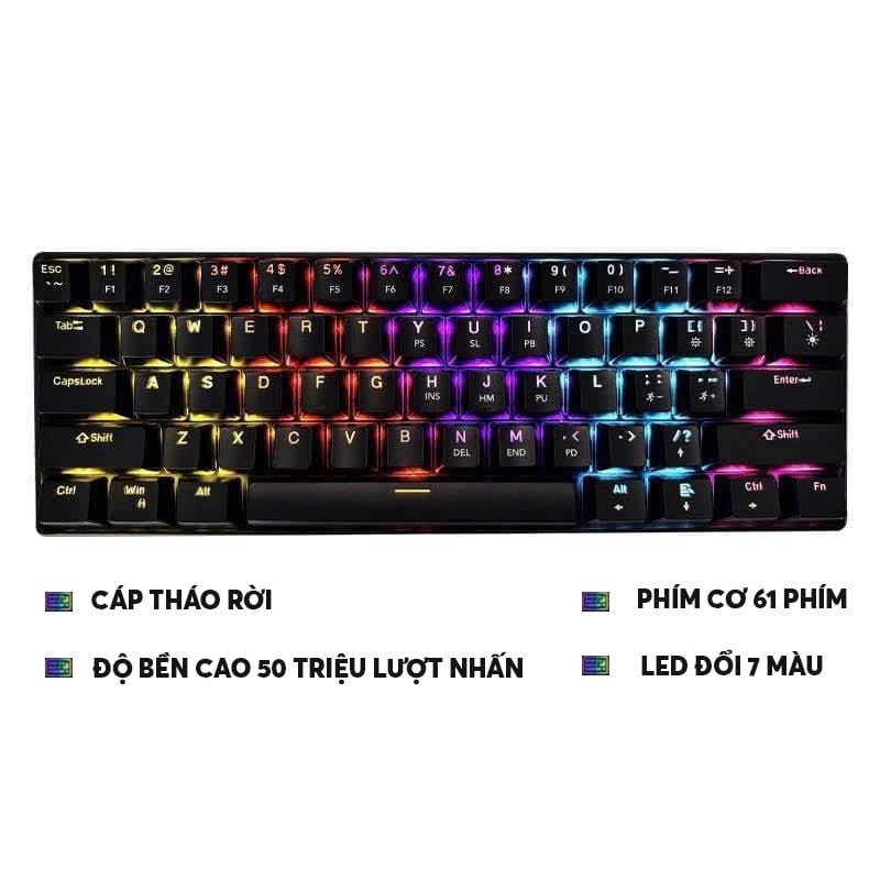 NEW Bàn phím cơ có dây Gaming K61 LED RGB hỗ trợ chơi game | BigBuy360 - bigbuy360.vn