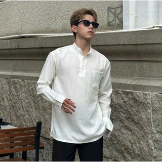 Áo sơ mi đũi cổ trụ tàu Classic Shirt,s chất đũi xước SIXHUMAN HM077