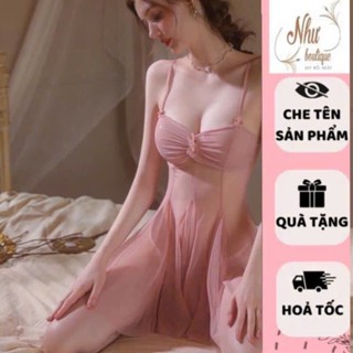  Váy ngủ 2 dây ren lụa mềm mỏng sexy  Đầm ngủ hai dây xuyên thấu mặc nhà gợi cảm tặng chip -Như Boutique 