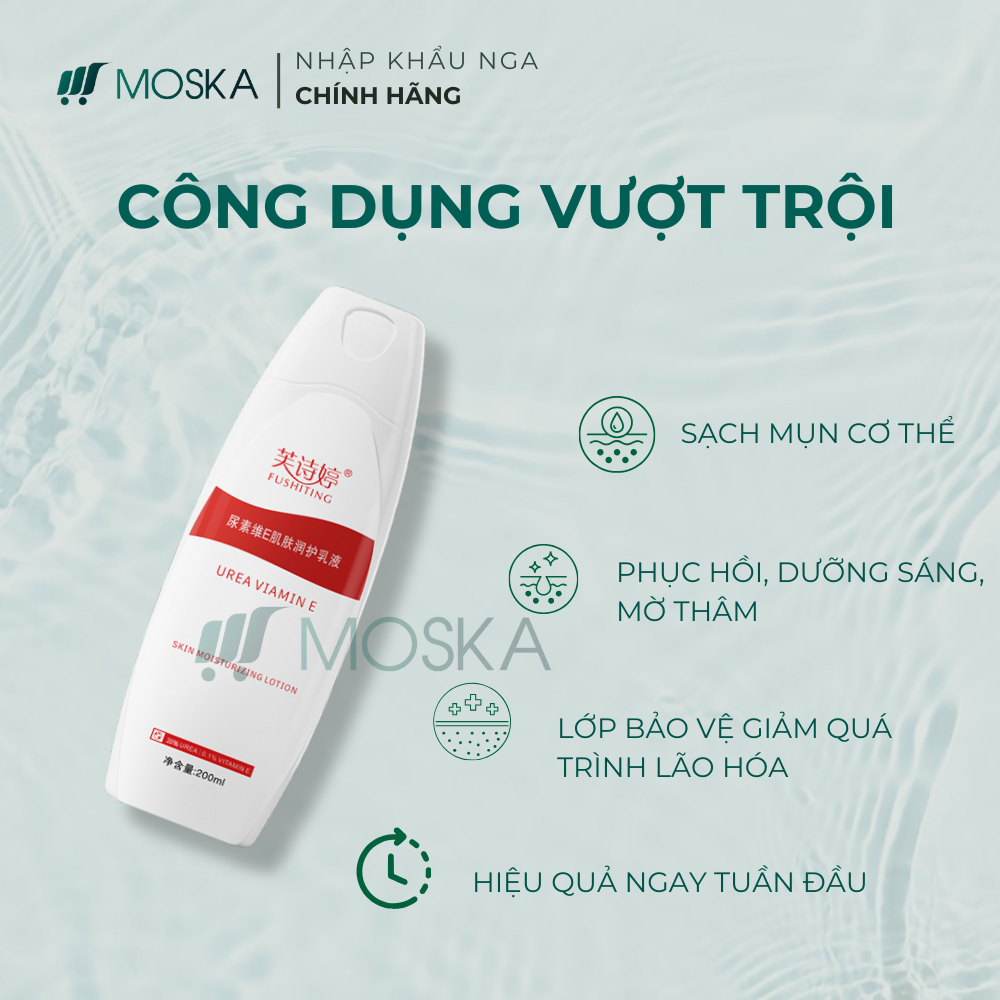 KEM DA LIỄU UREA – GIẢI PHÁP GIẢM VIÊM NANG LÔNG, THÔNG THOÁNG LỖ CHÂN LÔNG, ĐÁNH BAY CHO DA SÁNG MỊN MÀNG 200ML | Moska