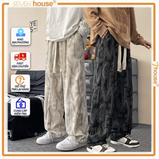 Quần Ống Rộng Hoạ Tiết Unisex Hiphop Quần Nam Phong Cách Retro Mỹ Quần Thun Nam Boy Phố Quần Baggy