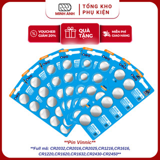[ VINNIC ]  Vỉ 5 Viên Pin Vinnic  3V Chính Hãng CR2032/ CR2016/ CR2025/ CR2450 / CR1632 / CR1220 / CR1620 / CR1616