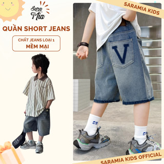 [NT1] Quần Jean bé trai SARAMIA KIDS, quần đùi bé trai chất vải Jean mềm cao cấp size đại