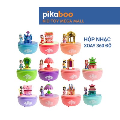 Hộp nhạc Pikaboo làm quà cho bé, mô hình công chúa xoay quanh lâu đài xinh xắn nhạc du dương