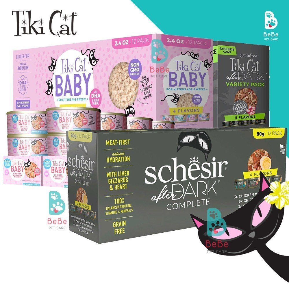 Pate Tiki Cat Schesir After Dark & Baby Cat In Broth & Pate Cho Mèo Mọi Lứa Tuổi