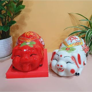 Heo đất Mắt Híp Gốm Sứ bát tràng đựng tiền tiết kiệm trang trí làm quà tặng