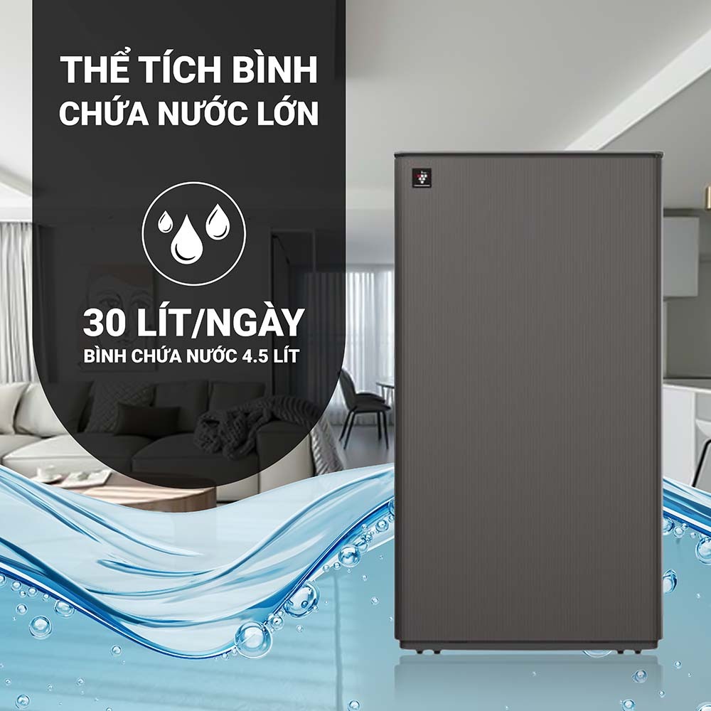 Máy lọc không khí và hút ẩm Sharp T30FV-H | Lọc khí hút ẩm cho phòng 77m2 công suất 30L model 2025 | BigBuy360 - bigbuy360.vn