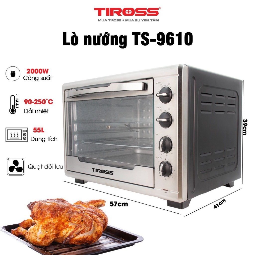 Lò nướng Tiross TS9610 Dung tích 55L - Hàng chính hãng