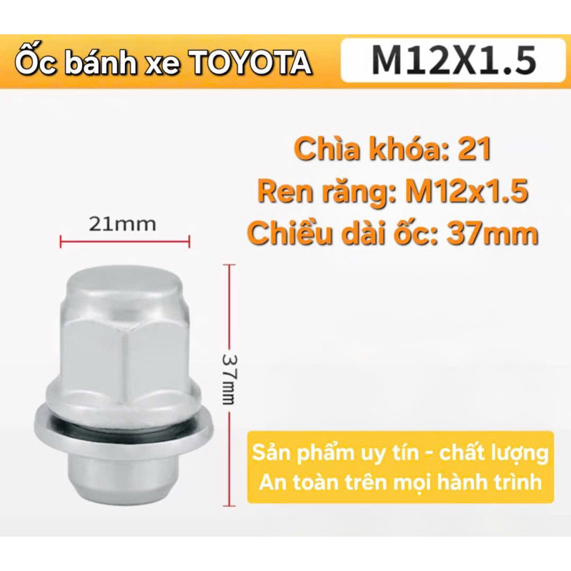 [Toyota] Ốc tắc kê, ê cu, ốc bánh xe bắt mâm lốp xe Toyota ( Hilux, Innova, Vios, camry,..)