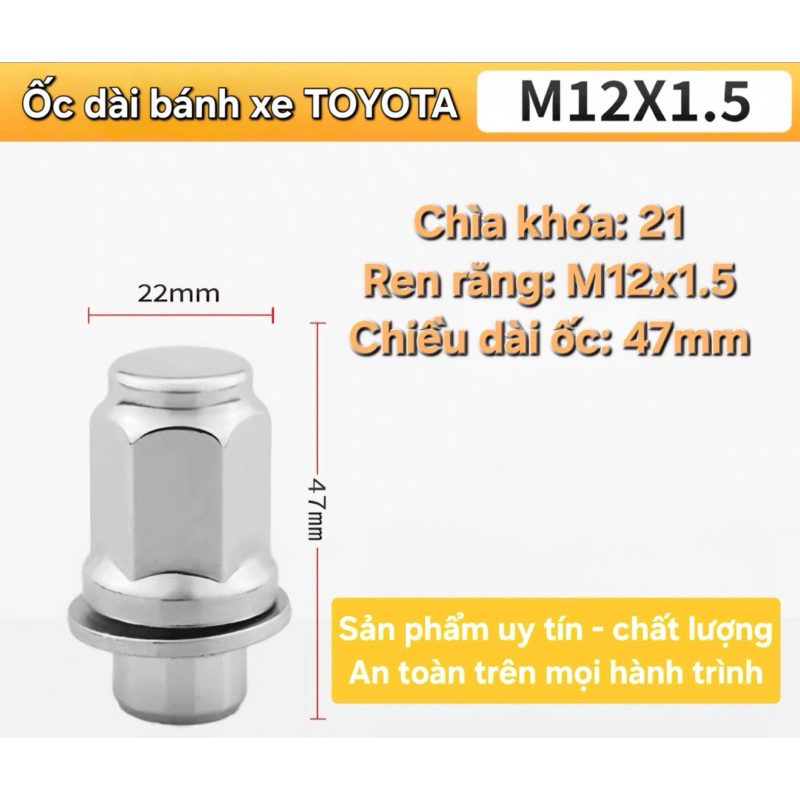 "Ốc Innova" tắc kê, ốc bánh xe bắt mâm lốp xe Toyota ( Hilux, Innova, Vios, camry,..)