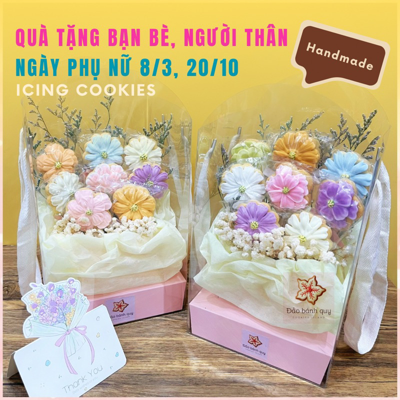 [Hỏa tốc] Set Quà Tặng Người Yêu, Bạn Gái Dịp Phụ Nữ Việt Nam 20/10 Bánh Quy Vẽ Hoa Lãng Mạn, Xinh Xắn | Đảo Bánh Quy