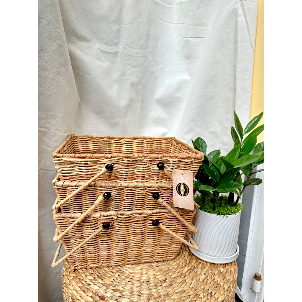 Giỏ picnic mây cao cấp,có quai xách,giỏ đựng đồ spa,giỏ chụp hình,trang trí phòng,trang trí spa,giỏ 