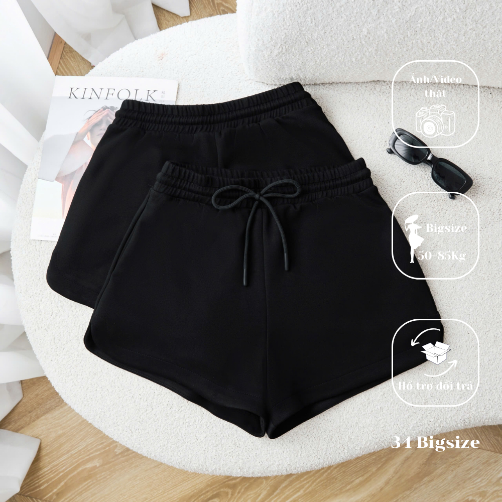 Quần short thun nữ 34QS022 34 Bigsize, quần đùi bigsize co giãn thoải mái, tôn dáng mềm mát cho nữ