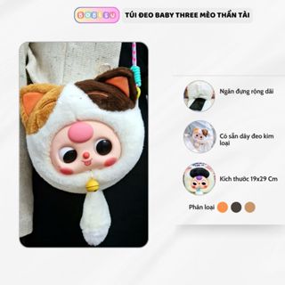 Túi đeo chéo túi đeo vai hình baby three mèo thần tài cho bé đeo đi chơi kích thước 19x29Cm có sẵn dây đeo kim loại