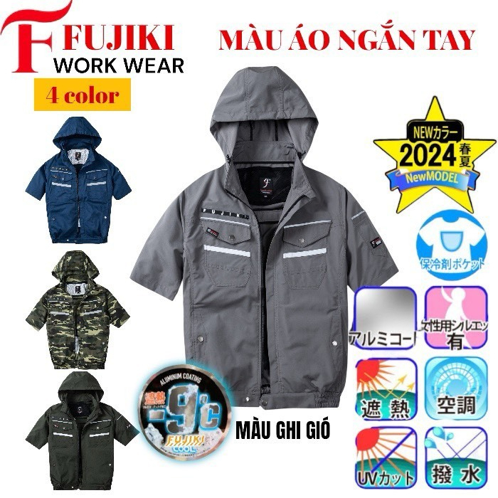 [FUJIKI 22V 30 000 MAH] ÁO ĐIỀU HÒA NGẮN TAY 22V FUJIKI COOL FLOW NHIỀU CÔNG NGHỆ PIN 30 000 MAH