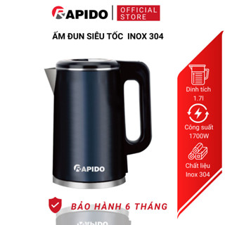  Ấm đun siêu tốc Rapido dung tích 1,7 lít công suất 1700W chất liệu inox 304 bảo hành 6 tháng 