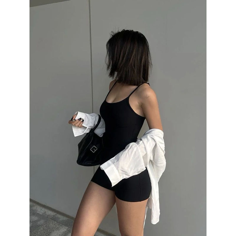[ĐỒ BƠI LIỀN MẢNH] Bikini liền mảnh 2 DÂY FORM SHORT màu đen năng động | BigBuy360 - bigbuy360.vn