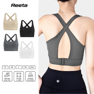 Áo Bra Thể Thao Nữ Dây Đan Chéo Lưng Khoá Gài Có Mút Ngực Reeta Basic Tập Yoga,Gym Chất Vải Co Giãn,Thoáng Khí-A3033