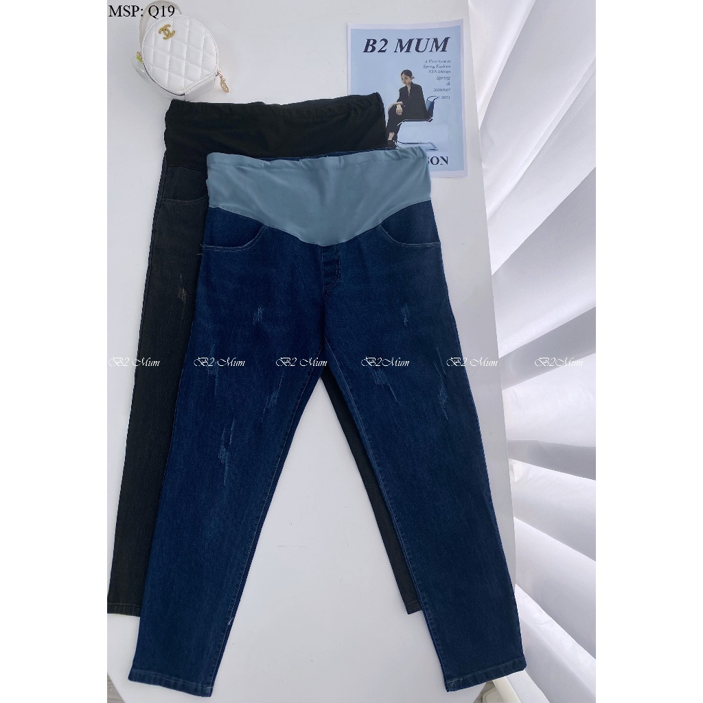Quần Bò Bầu Cào Siêu Co Giãn – Thoải Mái Cho Mẹ Bầu Q19 by B2 MUM