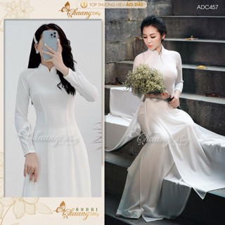 Áo dài trắng 4 tà truyền thống may sẵn vải lụa mịn cao cấp nữ học sinh đi học mặc lễ tết đẹp ADC457