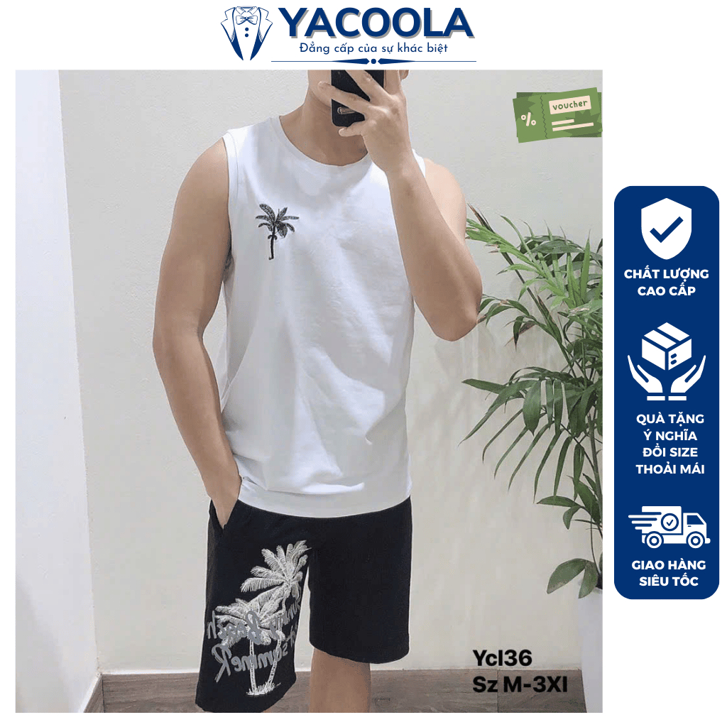 Áo ba lỗ nam mùa hè 100% cotton cao cấp mềm mịn thoáng mát thấm hút mồ hôi Hàng QC Thiết kế 2026 Yac
