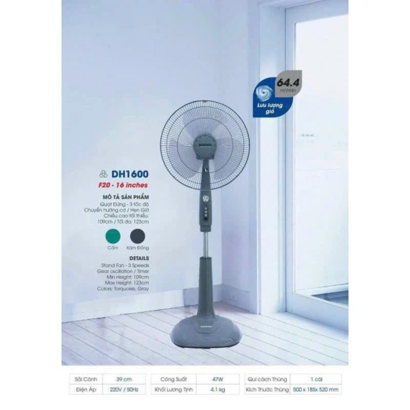 Quạt Đứng SENKO DH 1600 Có Hẹn Giờ Thổi Mát Ngày Hè Oi Nóng.