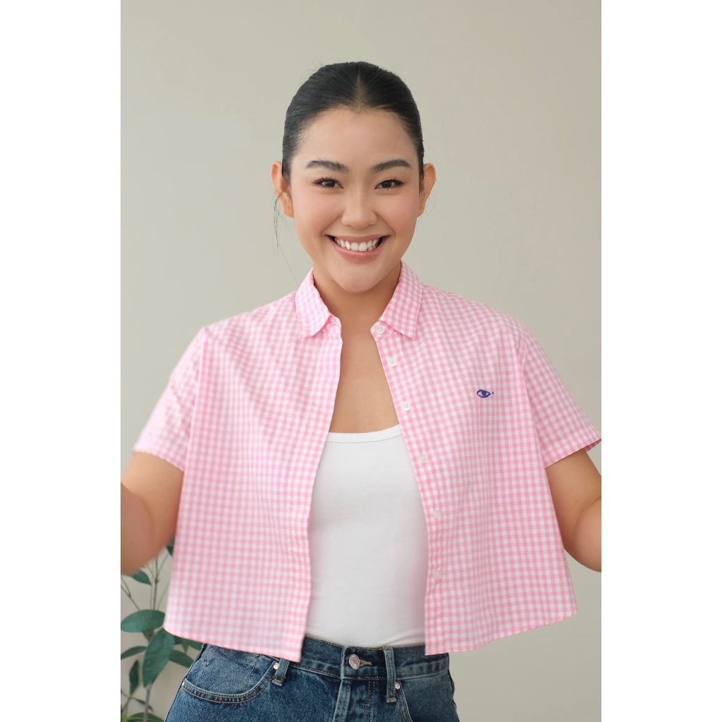 TheBlueTshirt - Áo sơ mi tay ngắn sọc caro phom ngắn cho nữ - BlueMade Boxy Shirt - Women | BigBuy360 - bigbuy360.vn