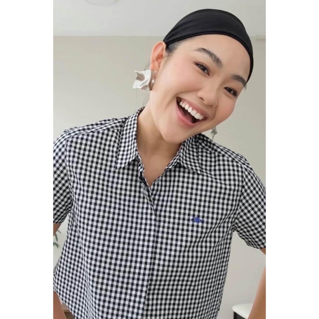 TheBlueTshirt - Áo sơ mi tay ngắn sọc caro phom ngắn cho nữ - BlueMade Boxy Shirt - Women | BigBuy360 - bigbuy360.vn