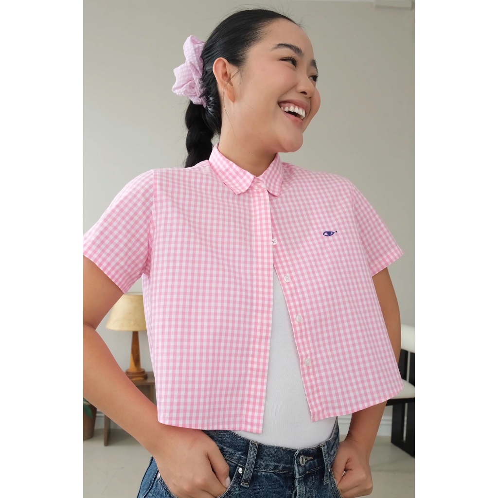 TheBlueTshirt - Áo sơ mi tay ngắn sọc caro phom ngắn cho nữ - BlueMade Boxy Shirt - Women | BigBuy360 - bigbuy360.vn