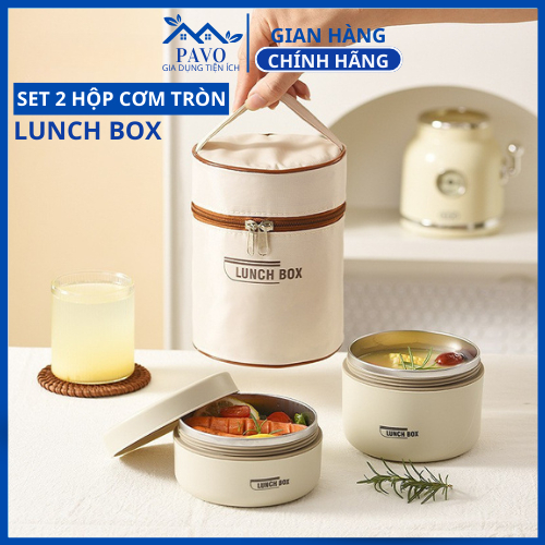 Hộp đựng cơm văn phòng Lunch Box set 2 hộp cơm giữ nhiệt kèm túi xách tiện lợi, hộp đựng thực phẩm t