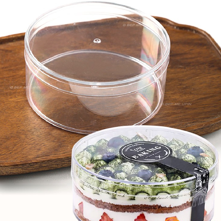 Hộp nhựa mica tròn trong suốt đựng bánh