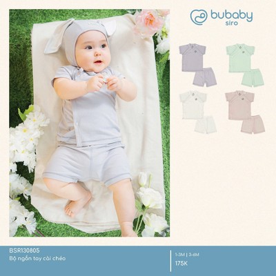 Bộ ngắn tay cài chéo Bubaby cho bé từ 1 đến 6 tháng