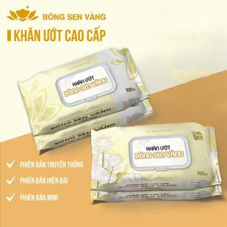 Khăn ướt cao cấp Bông Sen Vàng ,thương hiệu uy tín, không parabens dành cho em bé gói 100 tờ