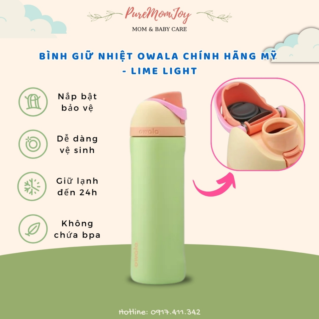 [Bill Us] BÌNH GIỮ NHIỆT OWALA Freesip CHÍNH HÃNG MỸ - Lime Light 710ml