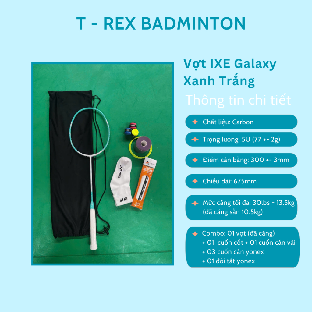 Combo Vợt Cầu Lông IXE + Phụ Kiện