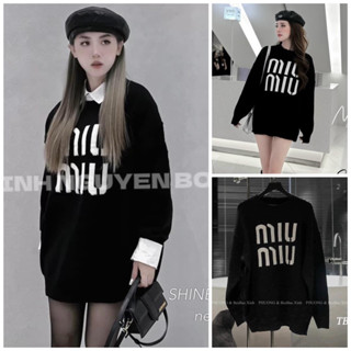 Áo Len Sweater Miu Miu Form Rộng dáng Hàn Quốc chất Len Dệt Lông thỏ mềm mịn Khong Xù, Áo Len Form Rộng Dáng Dấu Quần